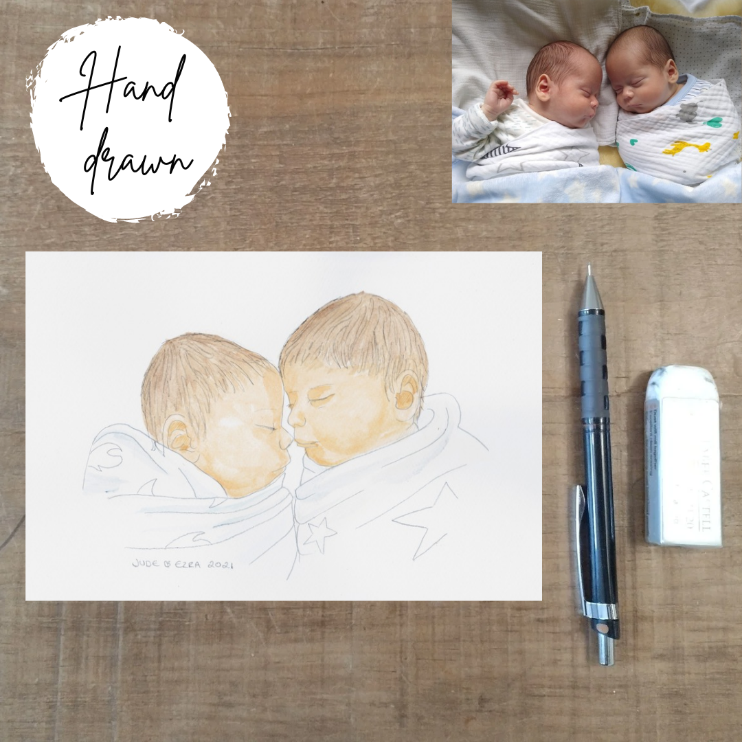 New Baby Watercolour Portrait