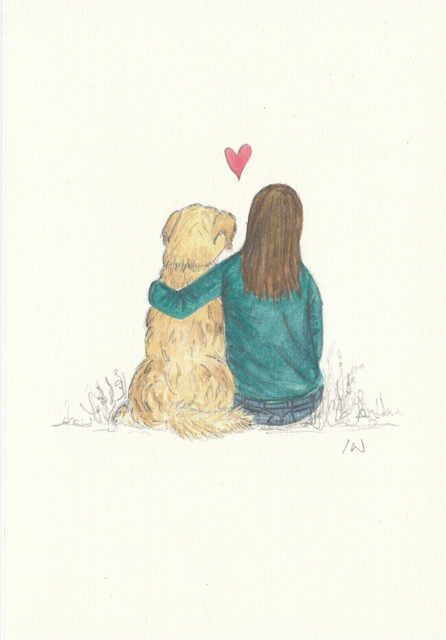 Watercolour Pet and Owner Portrait