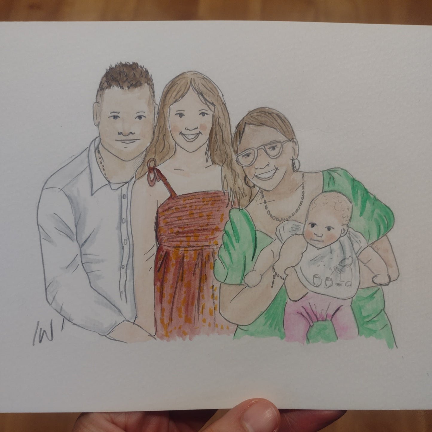 Friends and family Watercolour Portrait
