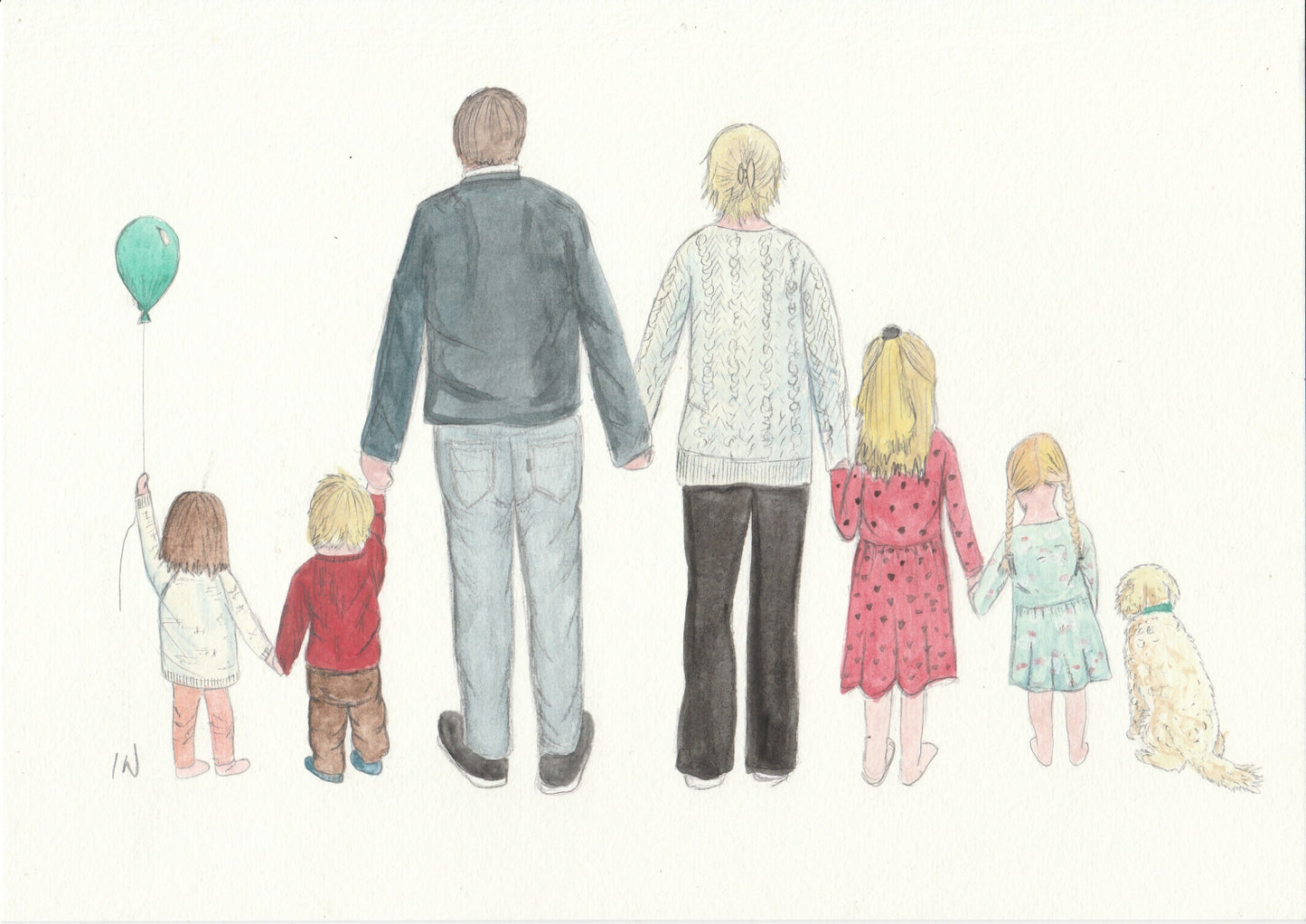 Extended Family and Friends Watercolour Portrait