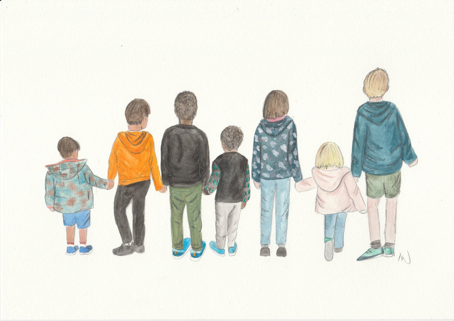 Extended Family and Friends Watercolour Portrait