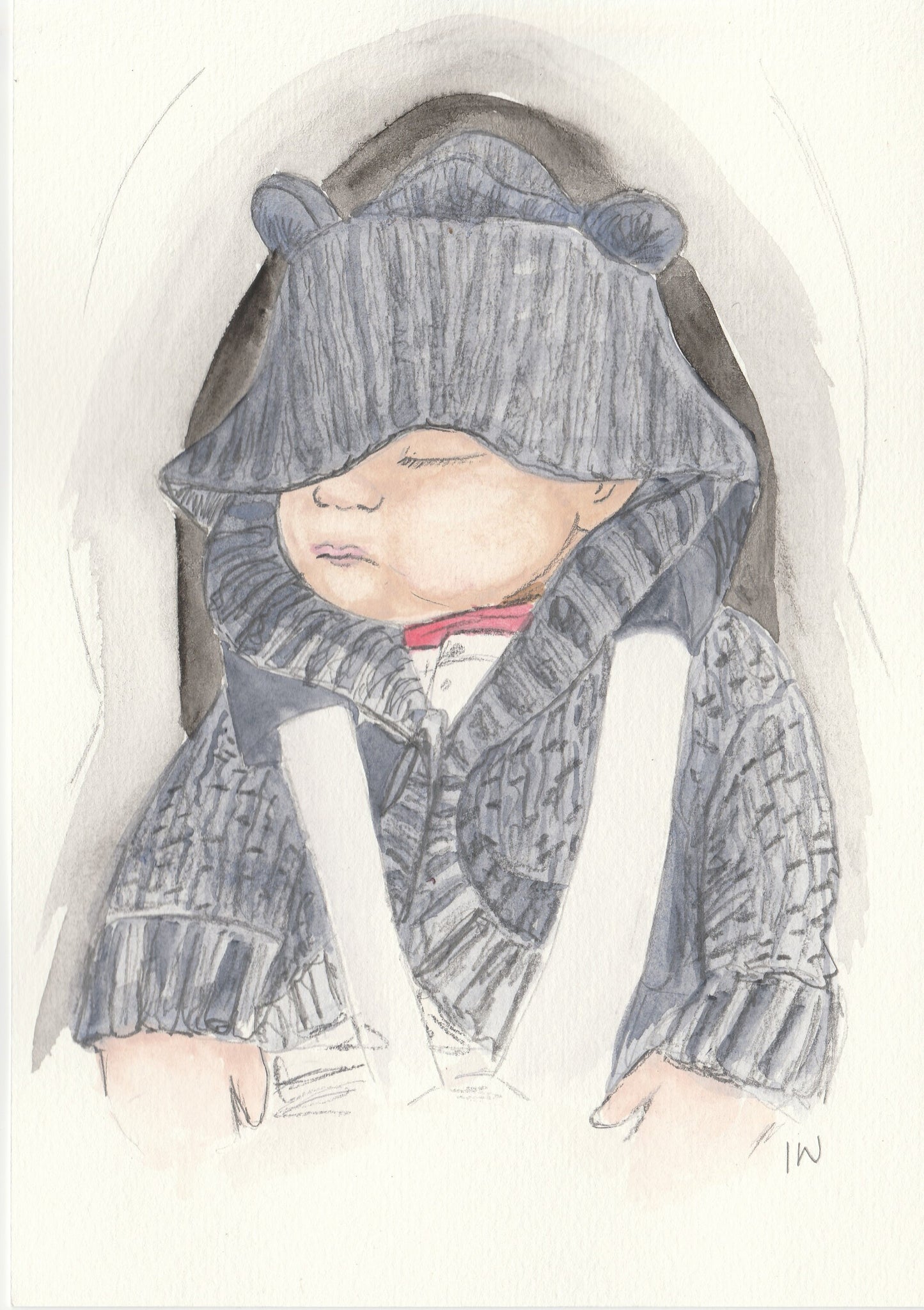New Baby Watercolour Portrait