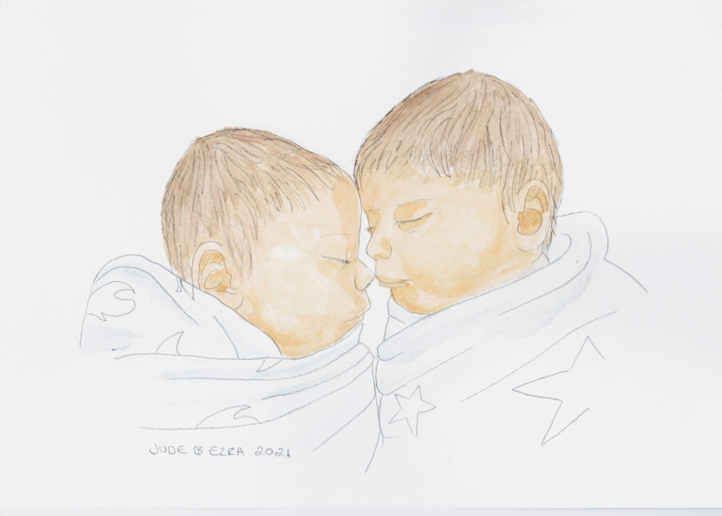 New Baby Watercolour Portrait