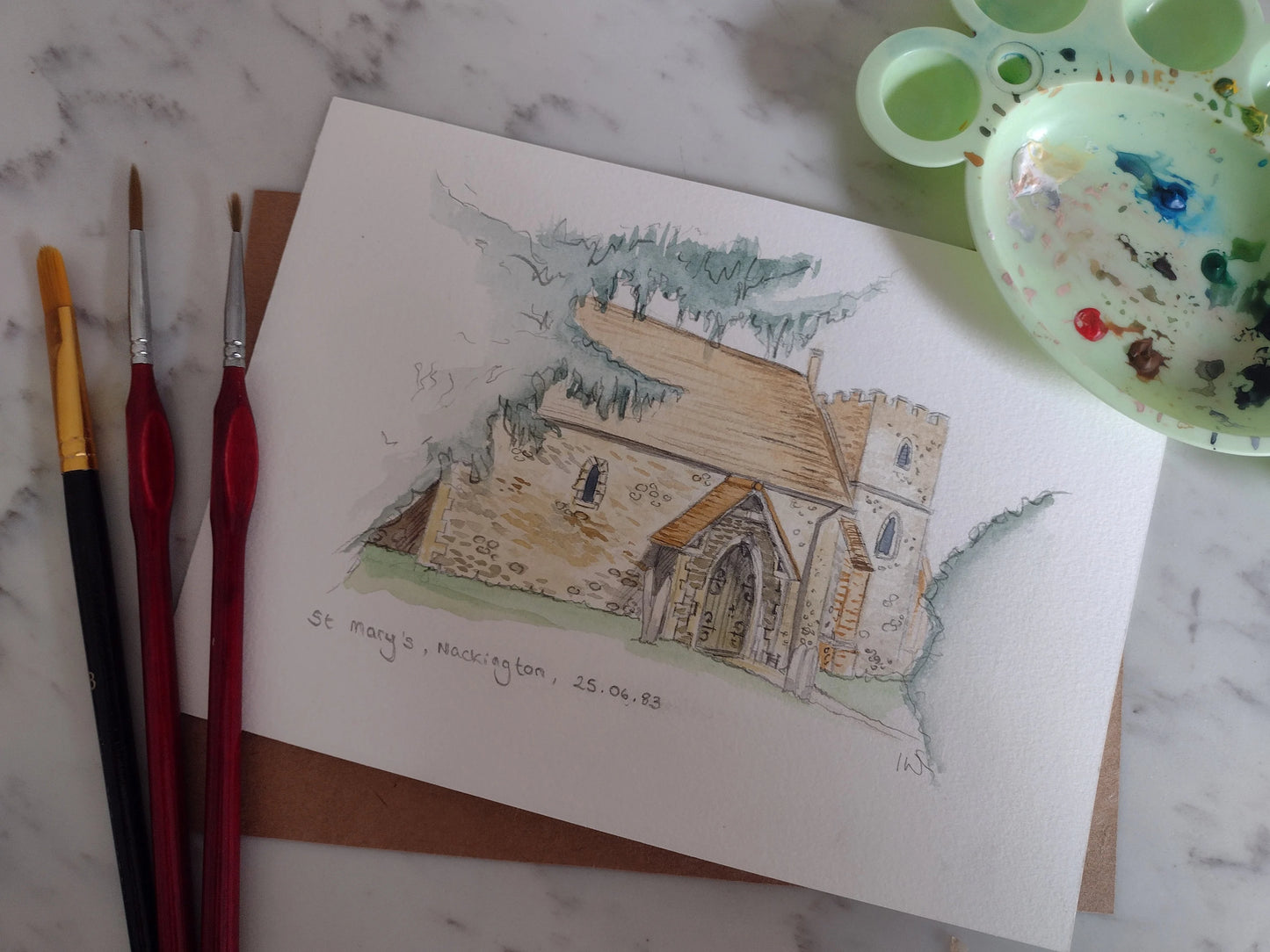 Wedding Venue and Church Watercolour Portrait