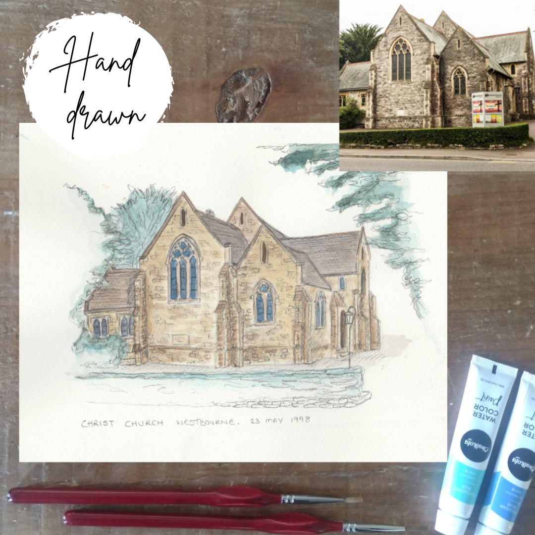 Wedding Venue and Church Watercolour Portrait